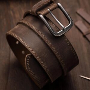 Leather Belt 35mm Black Casual Men - Image 4