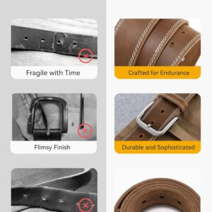 Leather Belt 35mm Black Casual Men - Image 6
