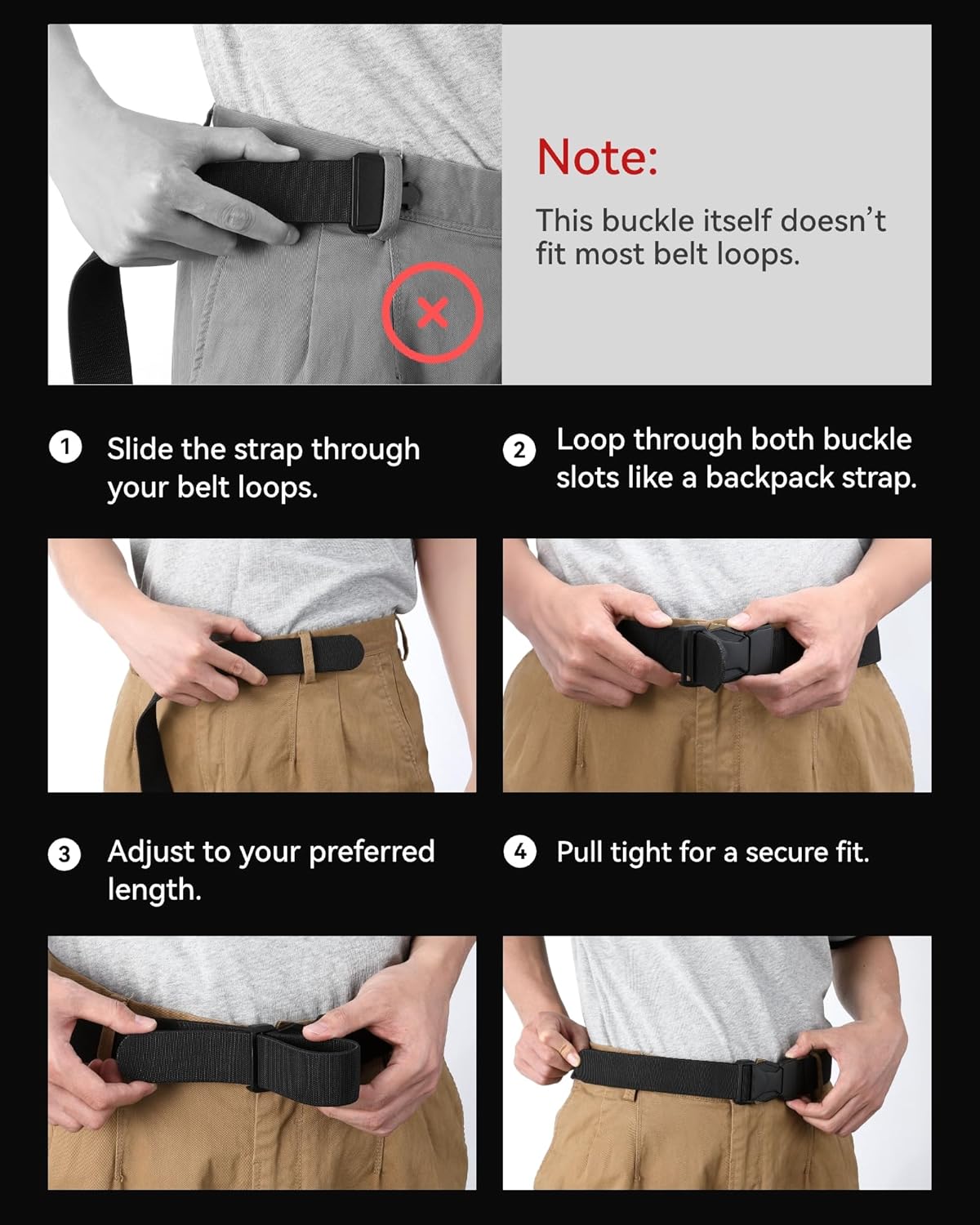 Tactical Belt Stretch 1.5 Inch Black - Image 2