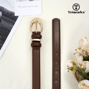 Women's Leather Belt 2 Pack Skinny Faux Leather Gold Buckle - Image 5